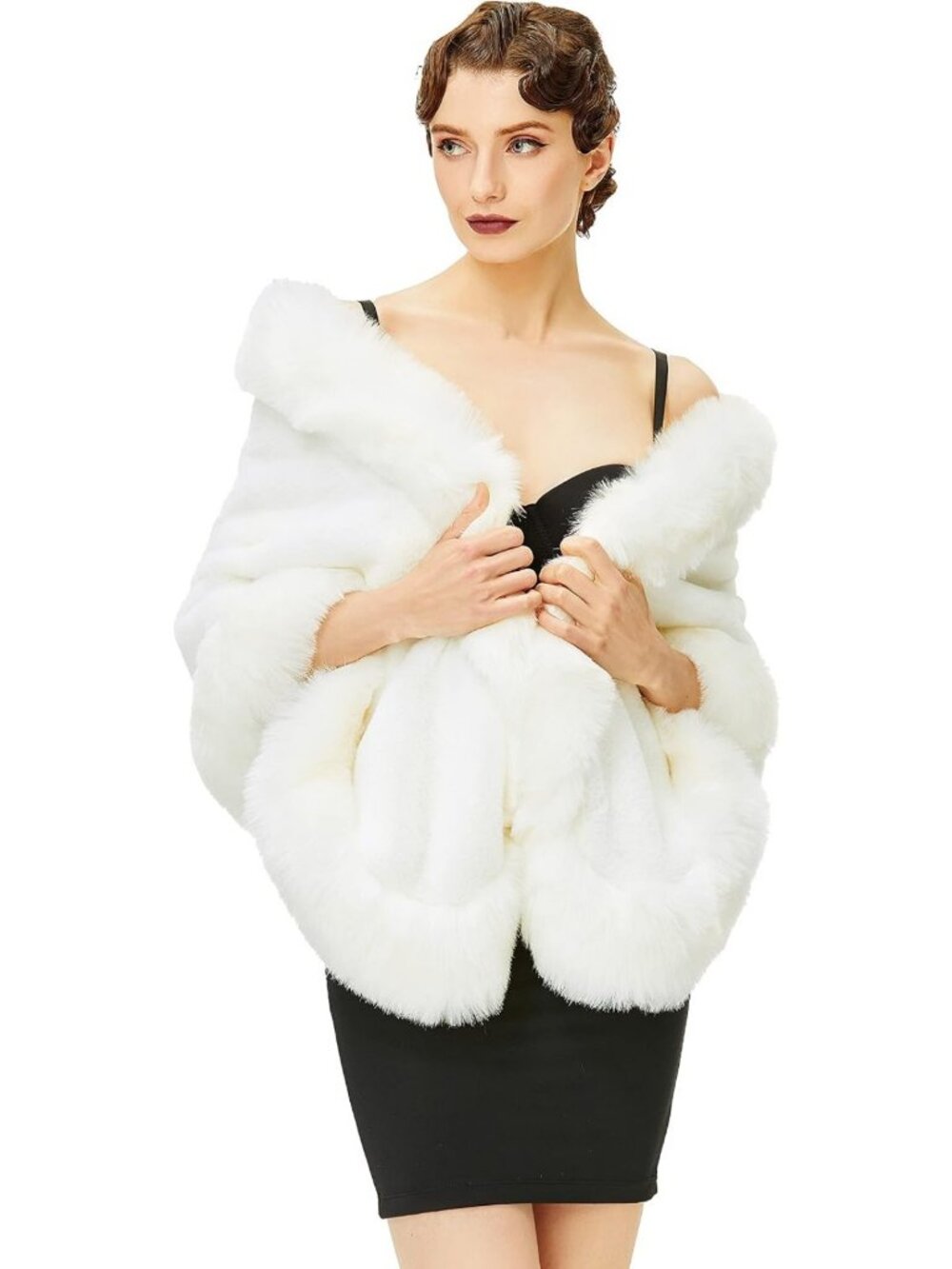 Cozy Faux Fur Shawl Wrap Cape for Women - Stylish Winter Collar Scarf